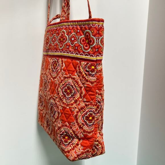 Vera Bradley Tote Bag Paprika Pattern Burnt Orange Quilted Toggle Close 13x11x4 - Picture 8 of 15